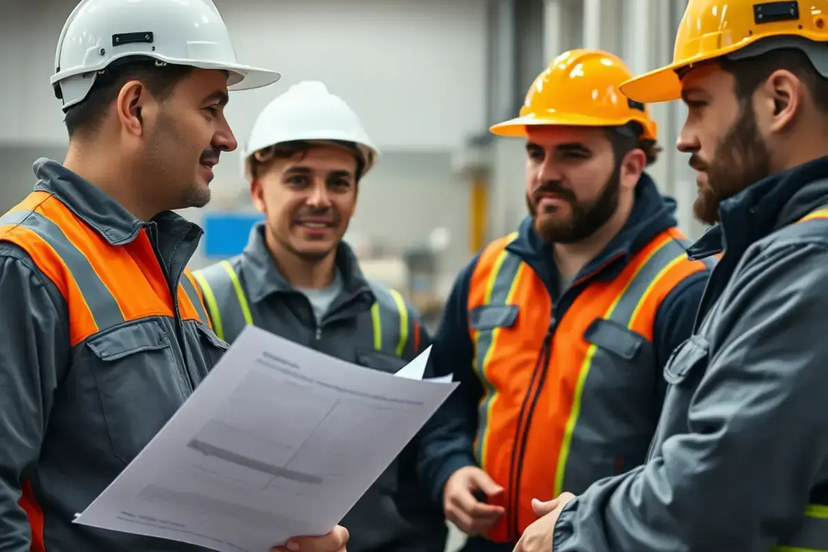 Team discussing plumbing workflow